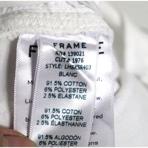 EC Frame Denim Le High Skinny White Raw Shredded Hem Jeans 26 - Picture 9 of 10